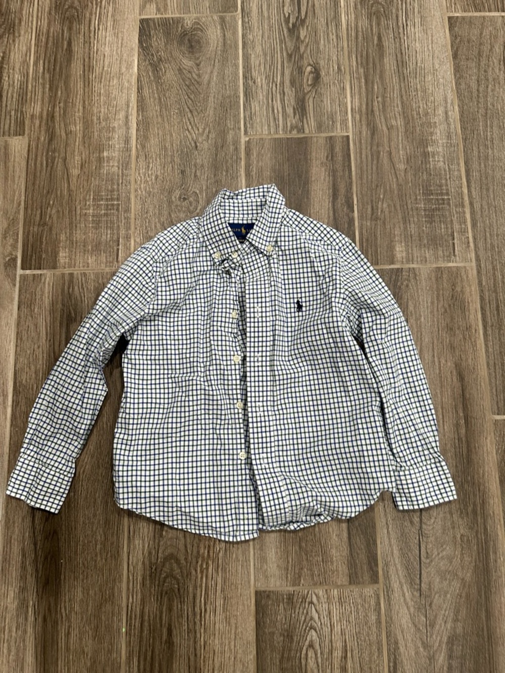 Ralph Lauren White & Navy Checked Button-Down Shirt